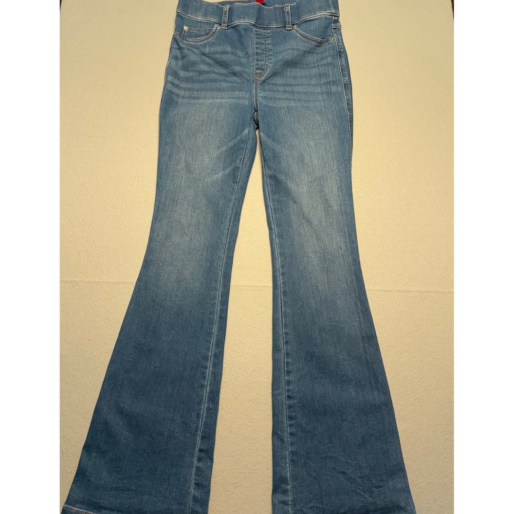 Spanx Flare Jeans Medium Wash Pull On Flare Leg Denim Women Medium